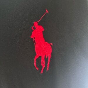Men's Ralph Lauren Black Shirt with red Embroidery big pony polo shirt